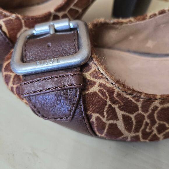 Fossil Womens Y2K Maddox Giraffe Print Calf Hair Buckle Chunky Block Heels 11 - Picture 7 of 11